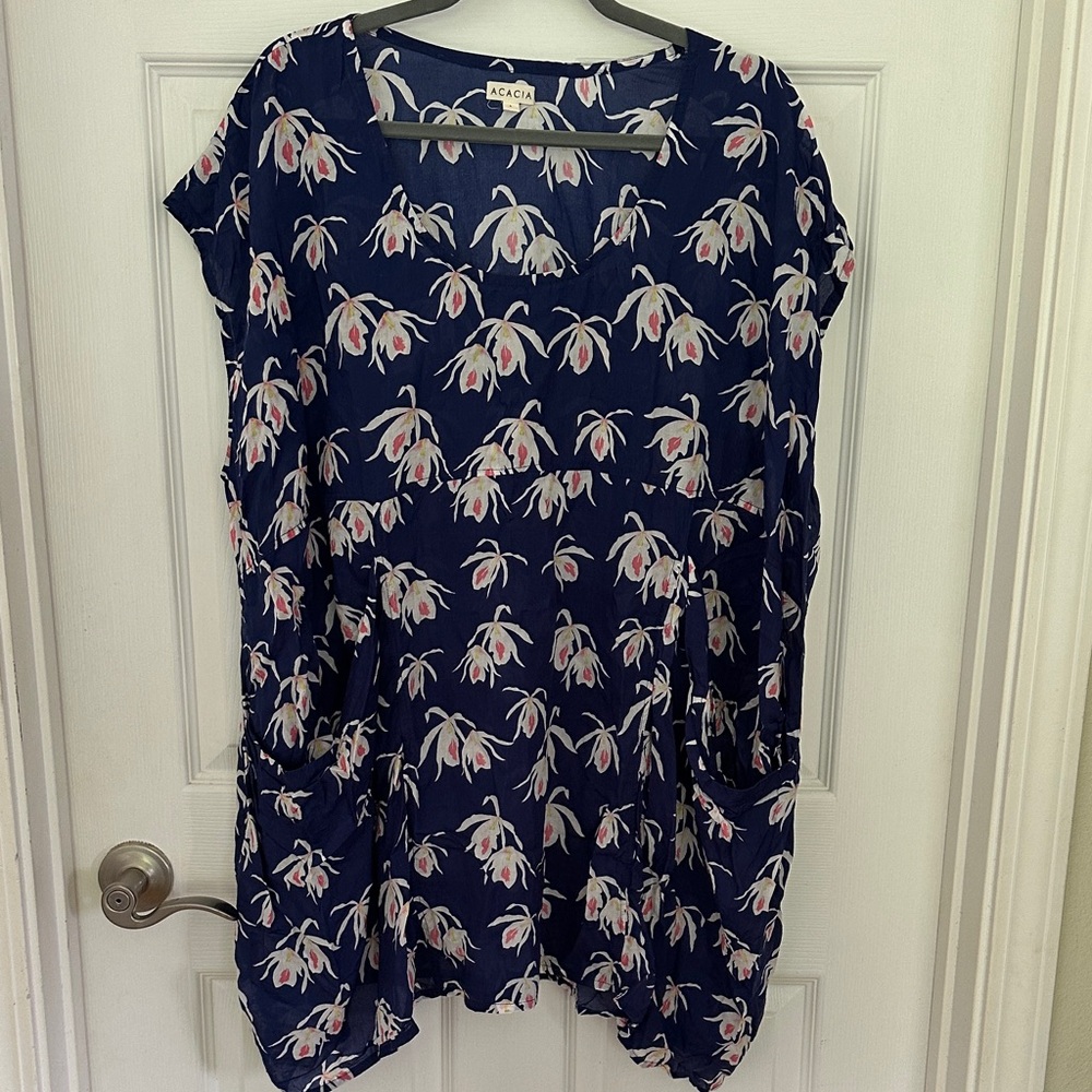 Acacia Swimwear Navy Floral Coverup